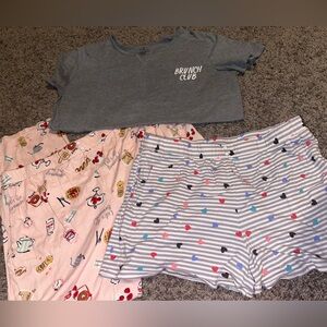 Cuddl Duds size large 3 piece women’s pajama set shorts pants shirt